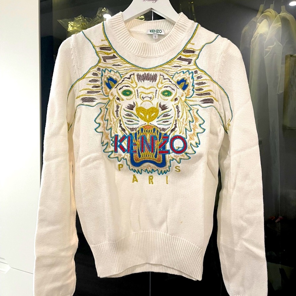Kenzo tiger sweater white